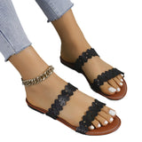 Zingj New Hollow Flat Bottom Slippers Female Summer Wear Casual One Word Large Size