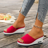 And Summer New Fish Mouth Slope And Slippers Women Wear Fashion Leisure Flip-Flops To Drag Large Size Women's