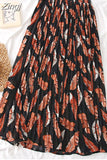 Women 2023 High Waist Floral Print Mid Calf Long Pleated Skirt Girls Summer Vintage Elegant Chiffon Midi