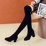 Knee-Length Boots Women's Velvet High-Heeling Boots Korean Version Of The Plus Thin Size Women's Boots In The Autumn And Winter Of