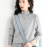 Zingj Winter New Half High Collar Sweater Female Inside Build Not Cashmere Long Sleeve Thick Knit Bottom Shirt Loose Jacket-Outfit
