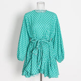 French Vintage Holiday Dress 2025 Summer New Fashion Design Smashed Flower With Long Sleeve Short