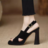 Summer New One-Word Sandals Women Coarse Heel Toe Sexy Black Waterproof Table 9Cm High