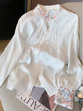Chinese Style Embroidered Collar Shirt Women's Spring 2025 Design Sense Of Improved Cheongsam Zen Dress