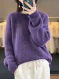 And Winter Women's Beads Knitwear 2025 New High-End Feel Super-Good-Looking Retro Lazy Wind Wearing Purple