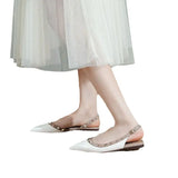 Women's Shoes Wide Fat Feet Spring And Autumn 2025 Summer New Shoes French Pointed Flat-Bottomed Sandals Single