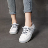 Layer Cowhuff Soft Sole Single Shoes Spring And Summer New Leather Flat Plate Shoes Women Comfortable Soft Small White