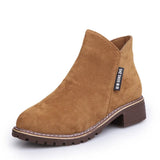 Large Size 42 Flat Bottom Short Boots Women's Round Head Side Zipper Martin Boots And Bare