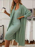Knitted Suit For Autumn/Winter 2025 Women's Elegant Vest Dress + Long Open Shirt Jacket