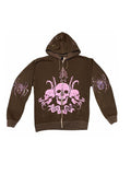 Skeleton Graphic Zip-Up Oversized Hoodie-Outfit