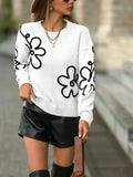 Women's Spring And Autumn Solid-Colored Flowers Knitted Sweater Fashion Collar Long-Sleeved