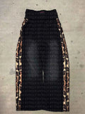 Summer New Black Leopard-Print Double Waist Trousers Wide Leg Pants Gothic Men And Women The