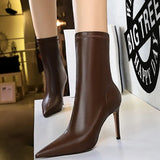 Shoes Leather Boots Women Ankle Boots Autumn Winter Boots Women High Heels Short Boots Ladies Booties Chaussures