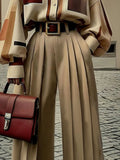 Broad-Legged Trousers Women's New High-Waisted Vertical Trousers In The Fall Of 2025, Showing Thin