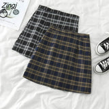 Womens Plaid Student Classic Females Mini Skirt Harajuku High Waist Korean Style Vintage Daily Leisure Cute Kawaii