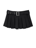 Women Pleated Skirt Y2k Black Gothic Girls 90s Skirt Harajuku Korean Casual Vintage A-line Mini Skirt With Belt Summer