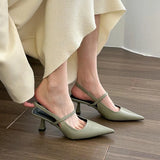 Temperament Pear Green Pointed Head Behind The Empty Stumbling Sandals Women 2025 New Gentle High Heel Single