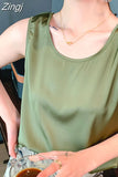 Women's Elegant Blouse Summer Sleeveless Satin Blouse Chiffon Top Shirt Office White Blouse for Women Trend