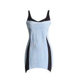 With The Same Splicing Sling Denim Skirt 2025 Autumn New Senior Feeling Hem Bag Hip Slim Dress