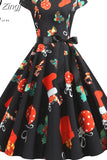 Christmas Women Summer Short Sleeve Elegant Vintage Xmas Party Dresses Robe Femme Casual Vestidos with