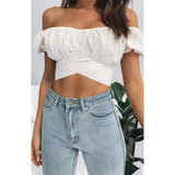 Zingj New Lantern Short Sleeve Umbilical Cord Short Shirt Pleated Women's Small Shirt Traditional Wrapped Body Clothes