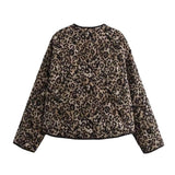 Women's Explosive Leopard Print Round-Neck Jacket Cotton