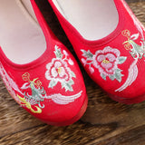 Zingj Shoes, Hanfu Shoes Round Head Red Gold Embroidery Xiu He Wedding Dress Cloth Shoes Single Shoes Embroidered Cloth Shoes Women's