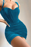 Quality Summer Velvet Bodycon Dress Women 2023 New Arrivals Lined Green Party Dress Sexy Celebrity Evening Club Night