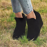 Autumn And Winter New Flat Bottom Slope And Short Boots Women's Round Head Side Zipper Large-Size