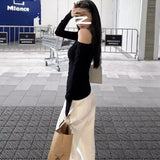 Zingj Desire Hot Girl Slim Slim Show Thin Off-Shoulder Long Sleeve T-Shirt Women's Early Autumn Design Sense Versatile Bottom Shirt Student