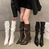 Tips Piles Of Long Boots Women's Shoes 2025 New Autumn And Winter High-Tight Thin Thin And Retro
