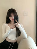 Zingj And Spicy Pure Desire Wind T-Shirt Slim Long Sleeve Design Sense Bottom Shirt Crop Hot Girl Short Student Jacket Female Early