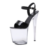 Zingj 20Cm Ultra High Heel Fish Mouth Shoes Fine Heel Cross Strap Female Al Nightclub Sexy Rhinestone