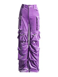 Design Sense Multi-Pocket High Waist Velvet Autumn 2025 New Solid Color Model Loose Wide-Leg Pants
