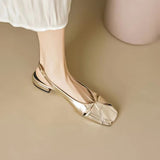 Women's Shoes Gold And Silver Double-Colored Bag Head Sandals 2025 Summer New Full Leather Retro Style With Low-Heeled