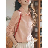 Long-Sleeved Shirt Women Spring And Autumn New Temperament Repair Interview Commuting Shirt Career Grinding Cotton Top
