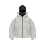 Trendy Double Hat Boomer Design Hooded Zipper Open-Shirt Couple Windproof Street