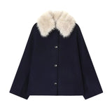 Women's Explosive Artificial Fur Effect Necking Jacket