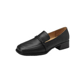 Brown Thick Heel Small Leather Shoes Women 2025 Spring New Temperament Retro Style Side In The Heel Women Single