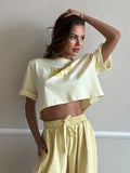 Summer New Trendy Printing Short-Sleeved Shoulder T-Shirt Women Loose Leisure Hot Girl