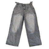Low-Rise Old Denim Trousers Street Retro Washing Wide Legs Jeans Female