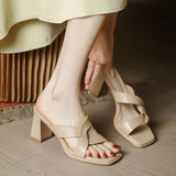 Toe High Heels Women Coarse Heel 2025 Summer New Roman Lazy Shoes Wearing A Foot Pedal Outside The Cool Slippers