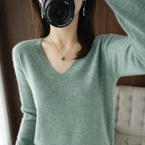 Zingj The 2023 Fall / Winter New Women's Knit Sweater Pullover Women's V-Neck Bottom Plush Sweater-Outfit