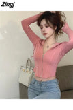 Hat Hoodies Women Korean Style Solid Zip-up Ladies All-match Slim Classic Popular Design Stylish Streetwear Sexy Hooded