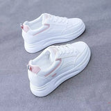 White Shoes Women 2025 Autumn New Fashion Thick-Soled Sports Board Shoe Leather Ins Students Increase Single