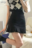 Sexy High Waist Pleated Mini Skirt Women Korean Fashion A Line Skirt Summer Preppy Style Casual All Match Black Skirt