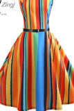 Print Summer Dress Women Sleeveless Tunic Elegant Vintage Dress Belt Party Dresses Casual Sundress