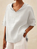 Summer New Women's Solid Cotton Loose Top T-Shirt Short