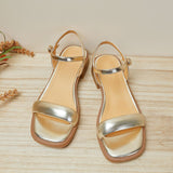 High-End Feeling Gold Flat-Soled Sandals Women 2025 New Summer Word With Beef Soft Bottoms Not Tired