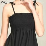Women Off Shoulder Stretch Solid Elegant Adjustable Chiffon Soft Lady Spaghetti Strap Top Summer Sexy Girls Crop